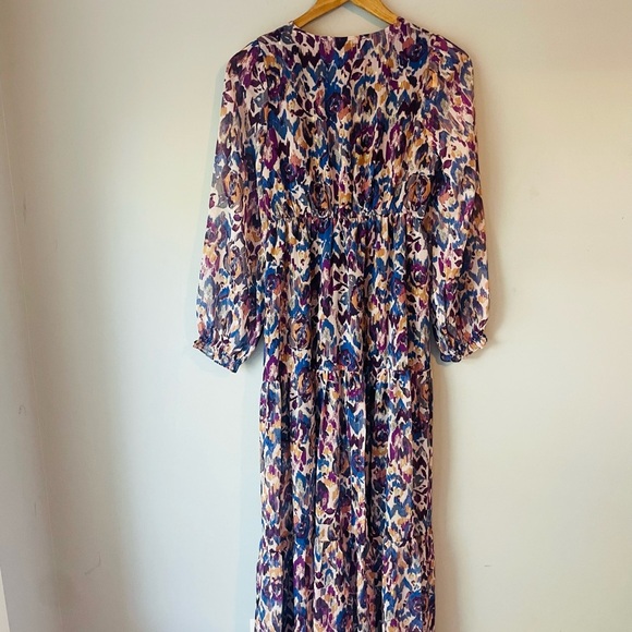 Meet Me In Santorini Ikat Flower Maxi Dress Anthro - Picture 7 of 11